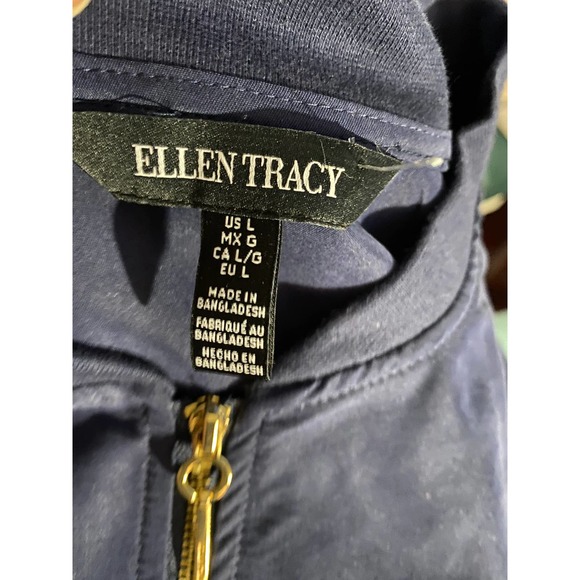 Ellen Tracy Blue Jacket Wind Breaker Zip Up Spring Fall Casual Size L - Picture 12 of 12